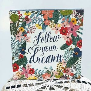 TIERED TRAY DECOR/MINI WOOD SIGN/FOLLOW YOUR DREAMS SIGN/GIFT HOME DECOR